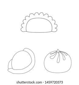 Vector illustration of food and dish sign. Set of food and cooking stock vector illustration.