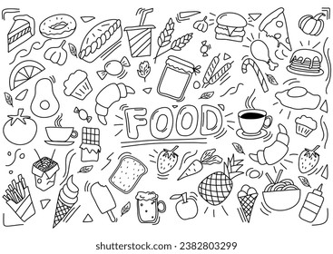 Vector illustration of food doodles.