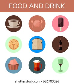 Vector Illustration of food and drink flat icon