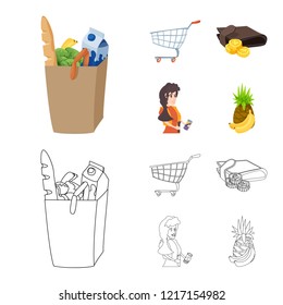 Vector illustration of food and drink icon. Set of food and store stock symbol for web.