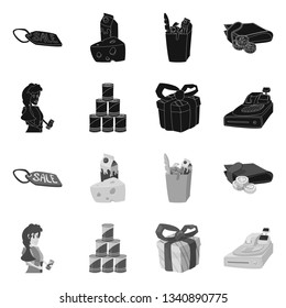 Vector illustration of food and drink icon. Collection of food and store stock symbol for web.