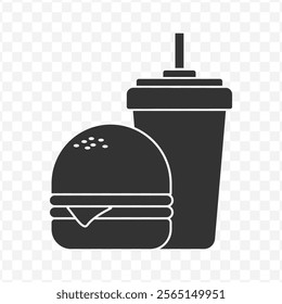 Vector illustration of food and drink icon in dark color and transparent background(PNG).