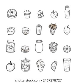 vector illustration of food and drink icons set,
