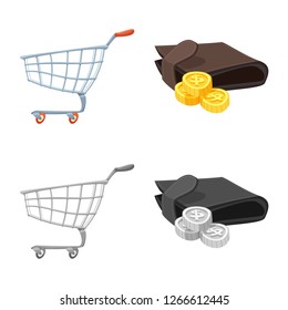Vector illustration of food and drink logo. Collection of food and store stock symbol for web.