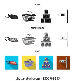 Vector illustration of food and drink logo. Set of food and store stock symbol for web.