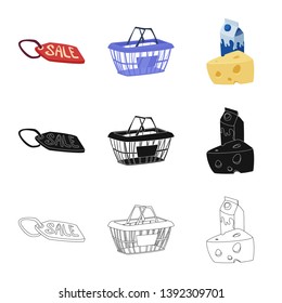 Vector illustration of food and drink logo. Set of food and store vector icon for stock.
