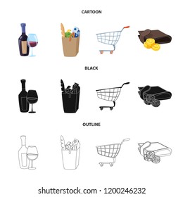 Vector illustration of food and drink sign. Collection of food and store stock symbol for web.