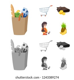 Vector illustration of food and drink symbol. Set of food and store vector icon for stock.
