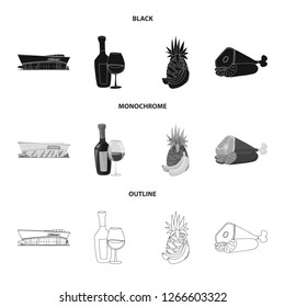 Vector illustration of food and drink symbol. Collection of food and store stock symbol for web.