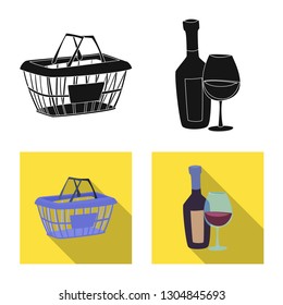 Vector illustration of food and drink symbol. Collection of food and store vector icon for stock.
