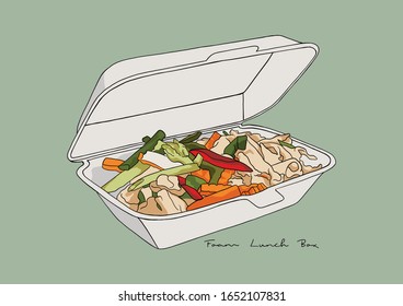 Vector Illustration of Food Foam Box