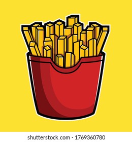 Vector illustration of food with fried fries object
