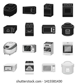 Vector illustration of food and inside logo. Collection of food and cooker stock symbol for web.