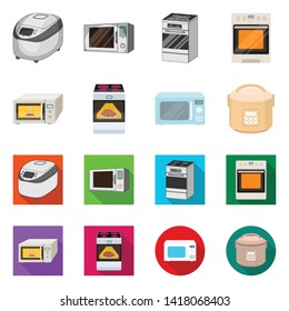 Vector illustration of food and inside logo. Collection of food and cooker stock symbol for web.