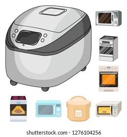 Vector illustration of food and inside sign. Set of food and cooker vector icon for stock.