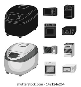Vector illustration of food and inside sign. Collection of food and cooker stock vector illustration.