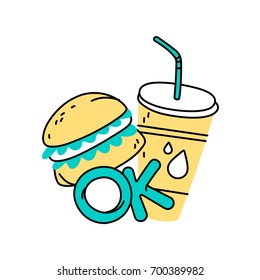 Vector illustration of food with lettering. Design for posters, stickers, embroidery, badges, pins and clothing