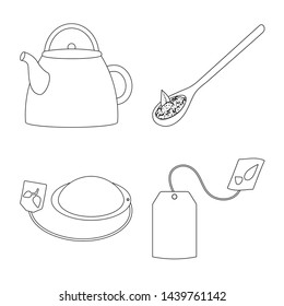 Vector illustration of food and natural sign. Collection of food and black stock vector illustration.