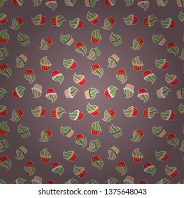 Vector illustration. For food poster design on pink, neutral and white. Wrapping paper. Seamless with cupcake.