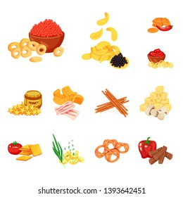 Vector illustration of food and product logo. Set of food and party stock vector illustration.