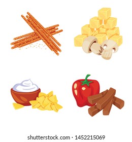 Vector illustration of food and product logo. Set of food and party vector icon for stock.