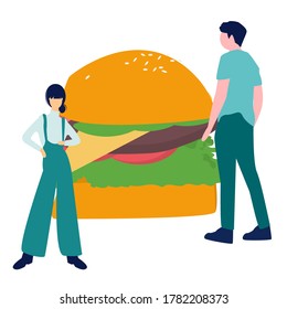 Vector illustration, food quality control, fast food street food