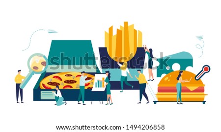 vector illustration, food quality control, fast food street food