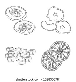 Vector illustration of food  and raw  icon. Set of food  and nature  stock vector illustration.