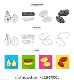 Vector illustration of food  and raw  icon. Set of food  and nature   stock symbol for web.