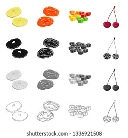 Vector illustration of food  and raw  icon. Set of food  and nature   stock vector illustration.