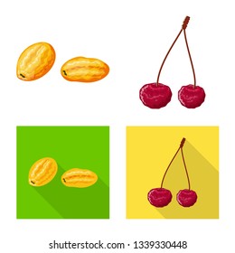 Vector illustration of food  and raw  icon. Collection of food  and nature   stock symbol for web.