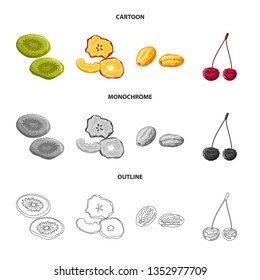 Vector illustration of food  and raw  icon. Set of food  and nature   stock symbol for web.