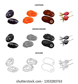 Vector illustration of food  and raw  icon. Set of food  and nature   vector icon for stock.