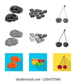 Vector illustration of food  and raw  icon. Set of food  and nature   stock symbol for web.