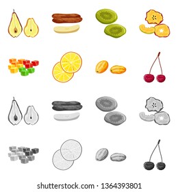 Vector illustration of food  and raw  icon. Collection of food  and nature   stock symbol for web.