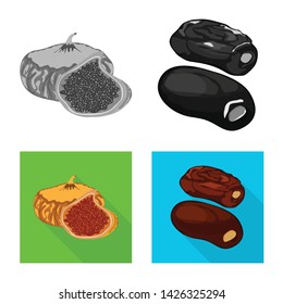 Vector illustration of food and raw icon. Collection of food and nature stock vector illustration.