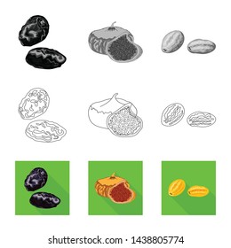 Vector illustration of food and raw icon. Set of food and nature stock symbol for web.