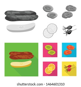 Vector illustration of food and raw icon. Set of food and nature stock vector illustration.