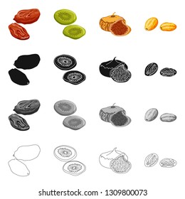 Vector illustration of food  and raw  logo. Collection of food  and nature   vector icon for stock.