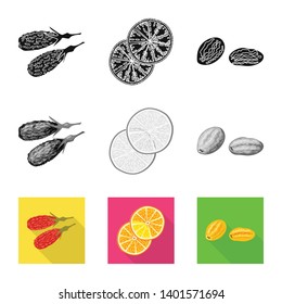 Vector illustration of food  and raw  logo. Collection of food  and nature   vector icon for stock.