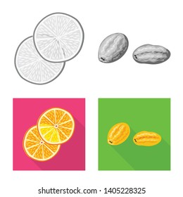 Vector illustration of food  and raw  logo. Set of food  and nature   stock symbol for web.