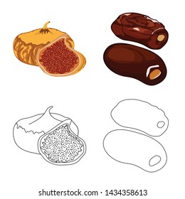 Vector illustration of food and raw logo. Collection of food and nature stock symbol for web.