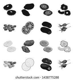 Vector illustration of food and raw logo. Set of food and nature stock symbol for web.