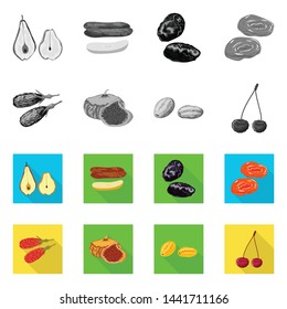 Vector illustration of food and raw logo. Collection of food and nature stock symbol for web.