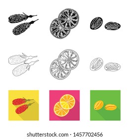 Vector illustration of food and raw logo. Set of food and nature vector icon for stock.