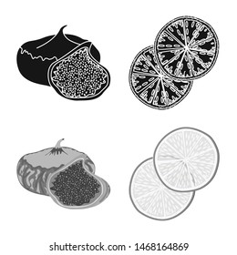 Vector illustration of food and raw logo. Set of food and nature vector icon for stock.