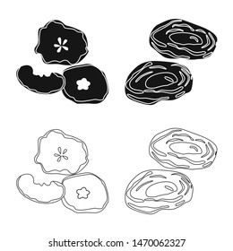 Vector illustration of food and raw logo. Collection of food and nature stock vector illustration.