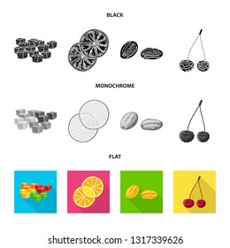 Vector illustration of food  and raw  sign. Set of food  and nature   vector icon for stock.