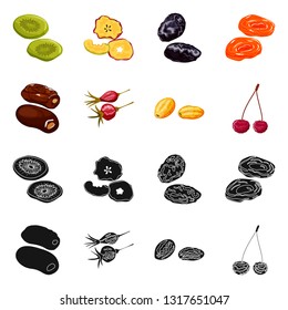 Vector illustration of food  and raw  sign. Set of food  and nature   stock symbol for web.