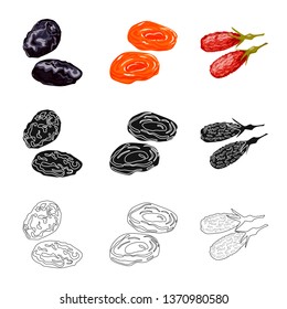 Vector illustration of food  and raw  sign. Collection of food  and nature   stock vector illustration.